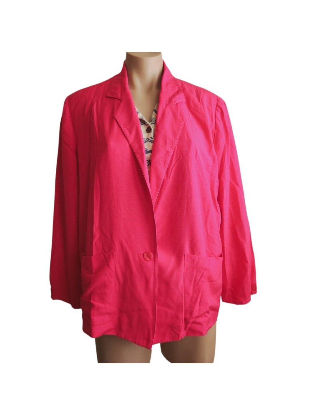 Talbots Vintage Pink Single Button Front Silk Blazer Size 14 Preppy Petites